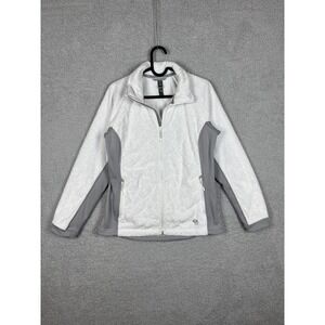 Mountain Hardwear Jacket Womens M White Gray Fleece Full‎ Zip Outdoor Hiking